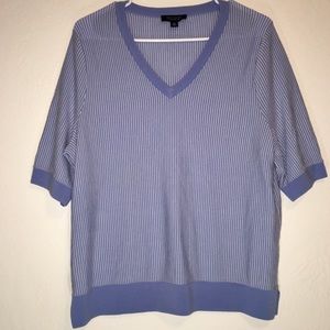 Ann Taylor Blue and White Striped Merino Wool Top Sz XXL